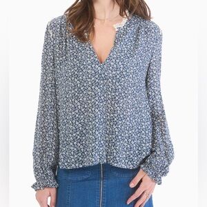 Cameo Tammy Blouse Floral Lace Country Western Cottagecore Prairie Peasant XS